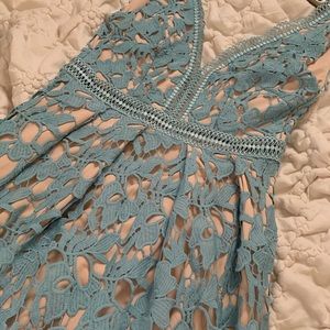 Baby blue cut-out midi dress